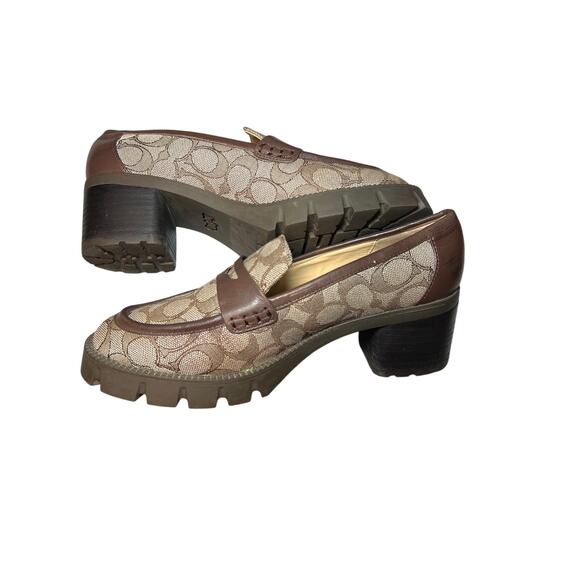 Coach Cora Leather and Jacqard Chunky Sole Loafer Size 8.5B - Picture 3 of 13